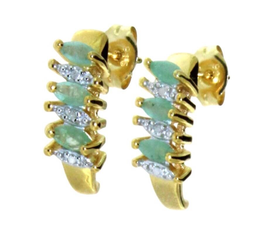 Quality Natural Emerald & Diamond Earrings