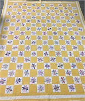 Yellow & Multi Color Hand Sewn Quilt
