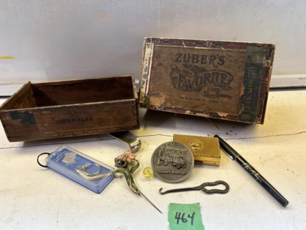 cigar boxes & hook/ gov. pen & Australian