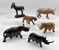 lot of 6 Wild Animal Carvings