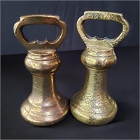 Pair of antique brass bell weights 7 lbs