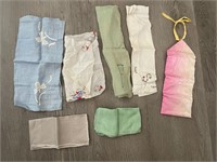 Vintage Assorted Handkerchiefs & Pin Holder