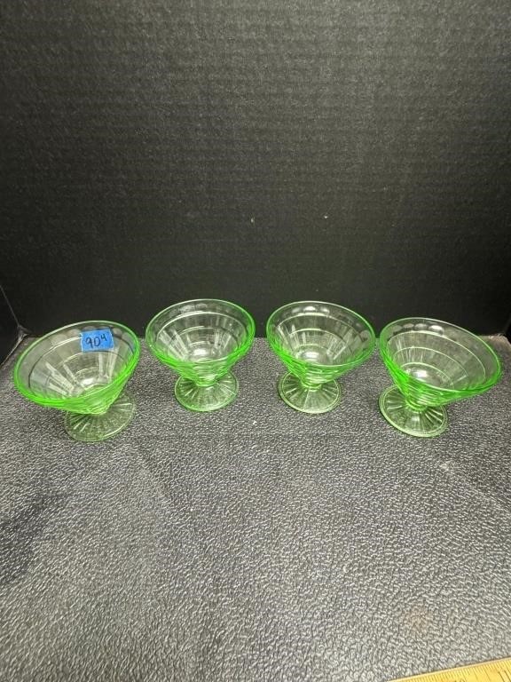 4pc Uranium Glass Dessert Compotes