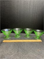 4pc Uranium Glass Dessert Compotes