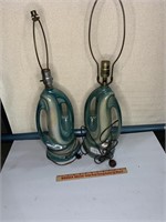 Pair Vintage/Mid Century Pottery Glazed Lamps