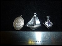 3pc - Sterling Silver Necklace Locket & Pendants