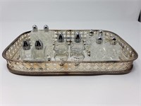 Silverplated Tray with Small Salt & Peppers