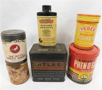 6 vintage metal tins: Phen-o-sal tablets - Skotch