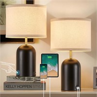 Set of 2 Modern USB Bedside Lamps