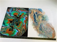 2pcs large abstract paintings