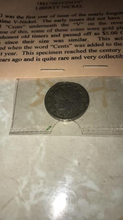 1883 no cents. Liberty nickel