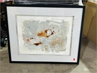 Large signed watercolor on hand made paper