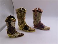 (3) Metal COWGIRL BOOTS Bling Stash Boxes