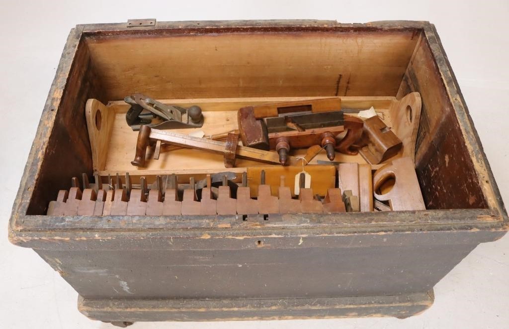 Antique Woodworkers Chest w/ Tools