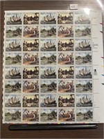 QTY 40 1 SHEET 29C STAMPS FIRST VOYAGE OF COLUMBIS