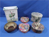 Small Jewelry Box, Painted Wooden Bowl,