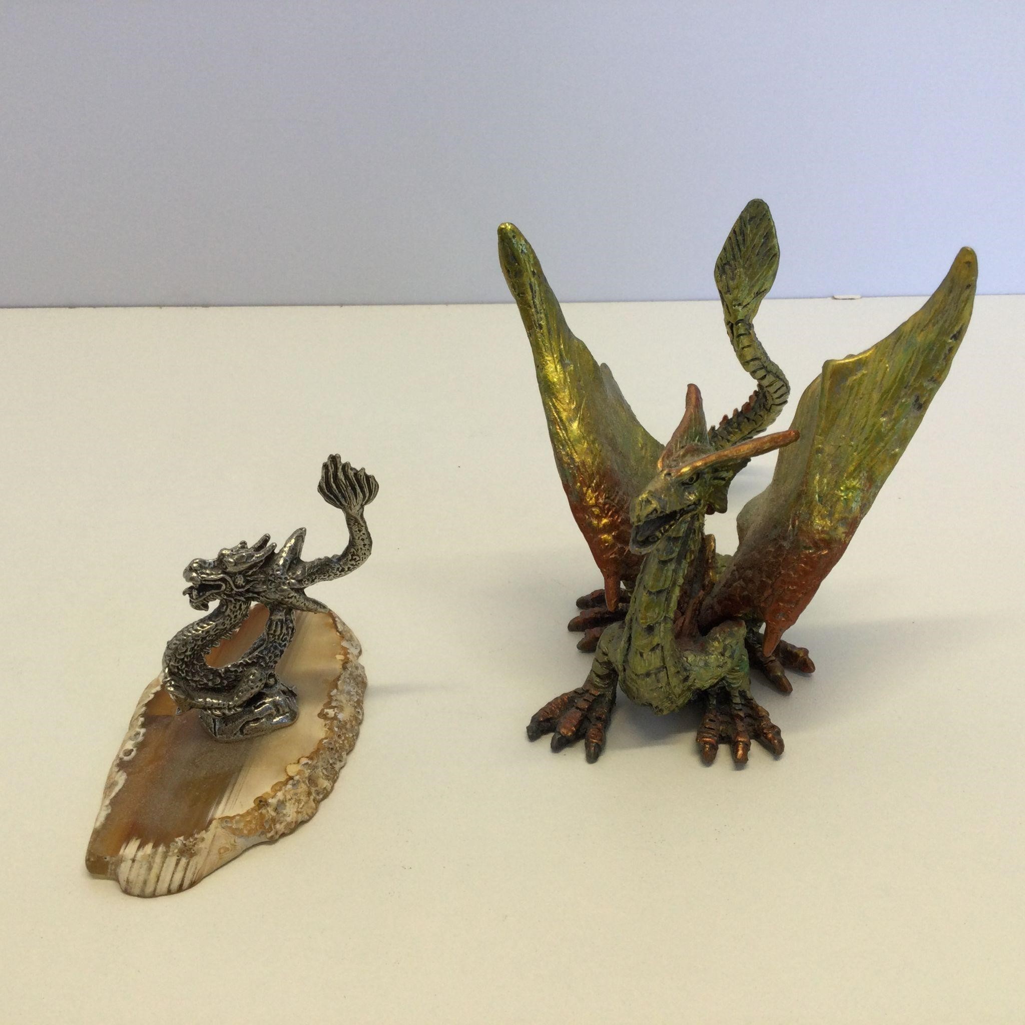 2 Miniature Metal Dragons