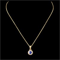 14K Gold Pendant 0.60ct Spinel & 0.13ctw Diam