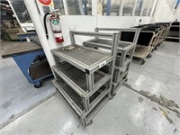 2 Aluminium Mobile 3 Tiered Storage Trolleys