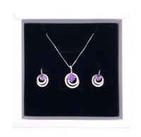 925S 2 Piece Purple Sapphire Jewelry Set