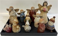 SWEET LOT OF POTTERY FIGURINES INCL ANGELS