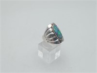 Sterlng Silver Abalone Turtle Shell Ring