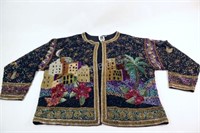 1980's Sequin Jacket Hand Embroidery Art Blazer