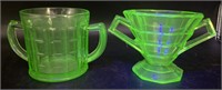Uranium Glass Sugar Bowls, 4x5in
(Bidding 1x