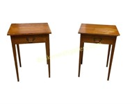 Pair Heart Pine 1 Drawer Stands