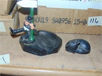 Cast Iron Ashtray & mini Fox Figurine