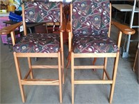 His and Hers Oak Billards Bar type stools,