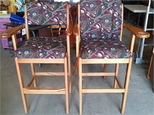 His and Hers Oak Billards Bar type stools,
