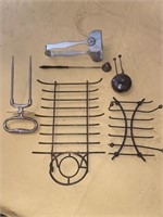 Assorted Silver Plated Tongs Racks and Candle