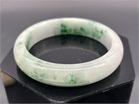 Green & White Jade Bangle Bracelet