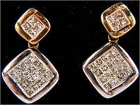 Jewelry 14kt Yellow & White Gold Diamond Earrings
