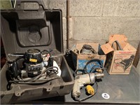 Power Tool Lot: Router, Power Drill, Sander