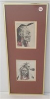 Framed Hand-Colored Native American Prints