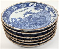 Set "Green Tree Listening Bird" Japanese Plates