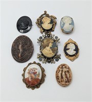 Lot of Vintage Cameo Brooches