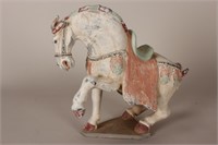 Chinese Polychrome Pottery Figure of a Horse,