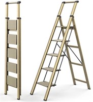 5 Step Ladder, Gold - UNUSED/SLIGHT DAMAGE