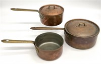 3 Vintage Portugal Copper Pots
