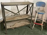 OD Green Slanted Shelf and Thin Metal Cosco Chair