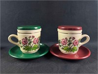 Vintage Waechtersbach Mugs w Tea Strainer and Lid