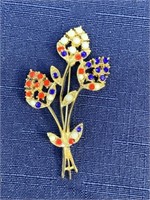 Vintage patriotic flower brooch