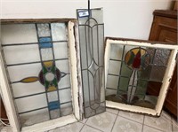 (3 PCS) VINTAGE STAINED GLASS WINDOWS