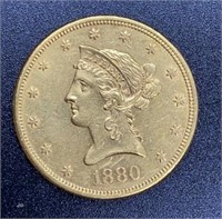 1880-S Liberty Head Variety 2 $10 Gold Coin