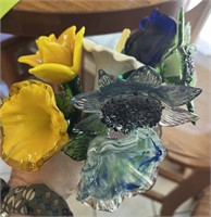 Lot of 7 Hand Blown Glass Flowers 11"-20"