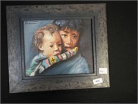 Small painting of mother and child by Yao