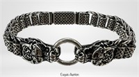 Men's Massive Sterling Silver Bracelet w/ Dragons
